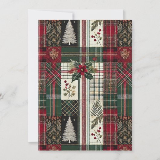 Modernes Weihnachtsfest Tartan Karierte Einladung (Rückseite)