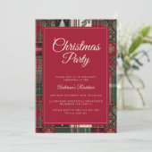 Modernes Weihnachtsfest Tartan Karierte Einladung (Stehend Vorderseite)
