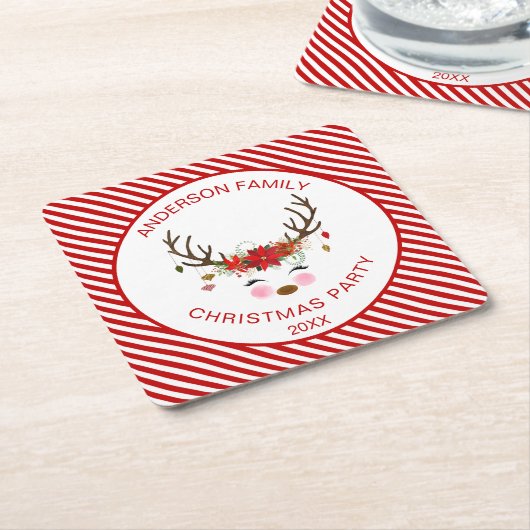 Modernes Weihnachtsgebäck Personalisiert Rentier Rechteckiger Pappuntersetzer (angewinkelt)