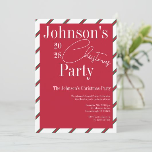 Modernes Weihnachtsgebäck Rot und Grün Party Einladung (Stehend Vorderseite)