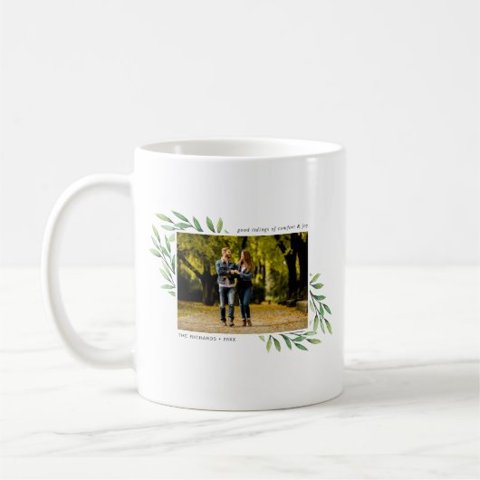 Modernes Weihnachtsgebirge Foto Kaffeetasse (Links)