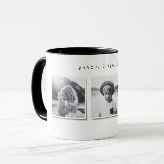 Modernes Weihnachtsgeschenk für mehrere Fotos Tasse (Vorderseite Links)