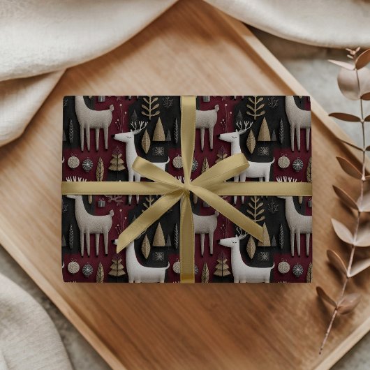 Modernes Weihnachtsgeschenk für Rentiere Geschenkpapier