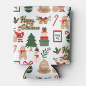 Modernes Weihnachtsgeschenk und Lebkuchenmuster Dosenkühler (Vorderseite)