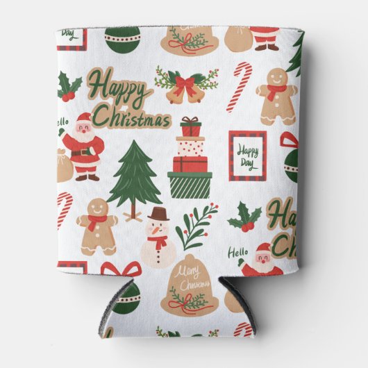 Modernes Weihnachtsgeschenk und Lebkuchenmuster Dosenkühler (Vorderseite)