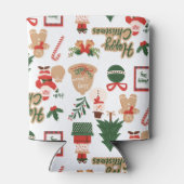 Modernes Weihnachtsgeschenk und Lebkuchenmuster Dosenkühler (Rückseite)