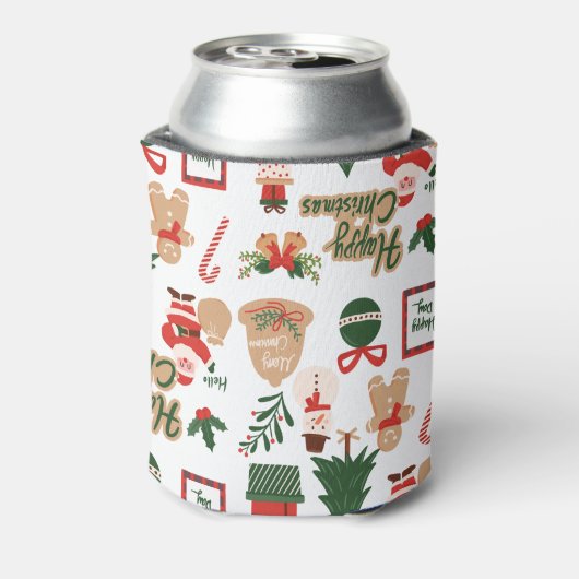 Modernes Weihnachtsgeschenk und Lebkuchenmuster Dosenkühler (Kanne Rückseite)