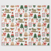 Modernes Weihnachtsgeschenk und Lebkuchenmuster Geschenkpapier (Flach)