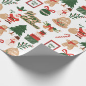 Modernes Weihnachtsgeschenk und Lebkuchenmuster Geschenkpapier (Ecke)