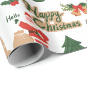 Modernes Weihnachtsgeschenk und Lebkuchenmuster Geschenkpapier (Rolleneckpunkt)