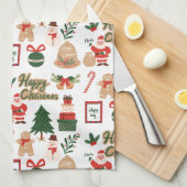 Modernes Weihnachtsgeschenk und Lebkuchenmuster Geschirrtuch (Viertel Falte)