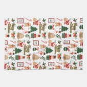 Modernes Weihnachtsgeschenk und Lebkuchenmuster Geschirrtuch (Horizontal)