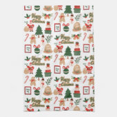Modernes Weihnachtsgeschenk und Lebkuchenmuster Geschirrtuch (Vertikal)