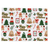 Modernes Weihnachtsgeschenk und Lebkuchenmuster Große Geschenktüte (Rückseite)