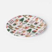 Modernes Weihnachtsgeschenk und Lebkuchenmuster Pappteller (Schrägansicht)