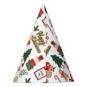 Modernes Weihnachtsgeschenk und Lebkuchenmuster Partyhütchen (Rückseite)