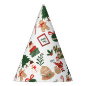 Modernes Weihnachtsgeschenk und Lebkuchenmuster Partyhütchen (Links)