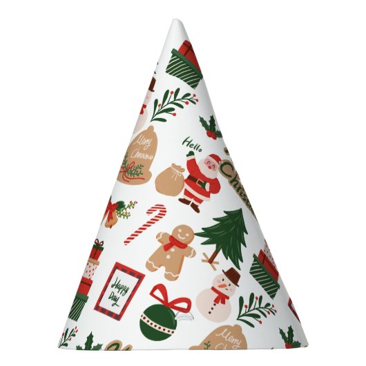 Modernes Weihnachtsgeschenk und Lebkuchenmuster Partyhütchen (Rechts)