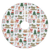 Modernes Weihnachtsgeschenk und Lebkuchenmuster Polyester Weihnachtsbaumdecke (Vorderseite)