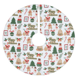 Modernes Weihnachtsgeschenk und Lebkuchenmuster Polyester Weihnachtsbaumdecke