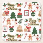 Modernes Weihnachtsgeschenk und Lebkuchenmuster Rechteckiger Pappuntersetzer (Vorderseite)