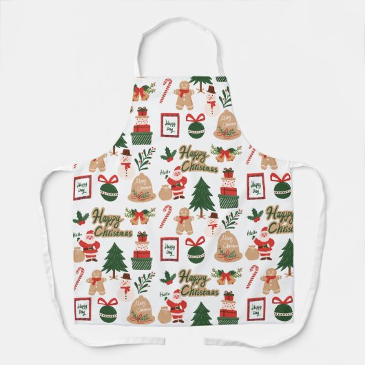 Modernes Weihnachtsgeschenk und Lebkuchenmuster Schürze (Vorderseite)