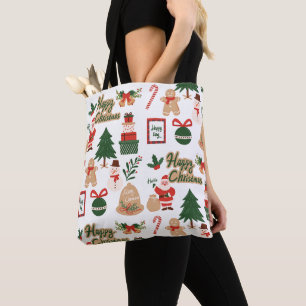 Modernes Weihnachtsgeschenk und Lebkuchenmuster Tasche