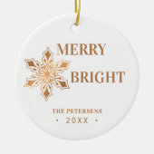 Modernes Weihnachtsgold aus glattem Foto Keramik Ornament (Vorne)