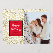 Modernes Weihnachtsgold Leopard Custom Foto Feiertagskarte (Vorne/Hinten)