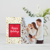 Modernes Weihnachtsgold Leopard Custom Foto Feiertagskarte (Stehend Vorderseite)