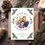Modernes Weihnachtsgrün-Foto Feiertagskarte<br><div class="desc">Moderne Weihnachtsgrün Foto Holiday Card.</div>