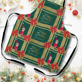 Modernes Weihnachtsgrün Gold Tartan personalisiere Schürze