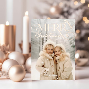 Modernes Weihnachtsgrüße Elegant 1 Foto-Typografie Folien Feiertagspostkarte