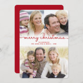 Modernes Weihnachtshandschrift Frostes Foto Feiertagskarte (Vorne/Hinten)