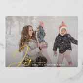 Modernes Weihnachtsjubiläum - Handschrift Familien Folien Feiertagskarte (Vorderseite)