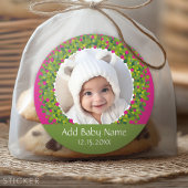 Modernes Weihnachtskranz Foto Frame PINK Runder Aufkleber