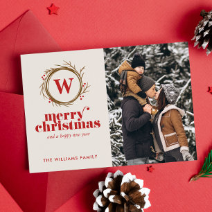 Modernes Weihnachtskraut Custom Foto Feiertagskarte