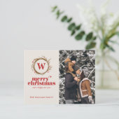 Modernes Weihnachtskraut Custom Foto Feiertagspostkarte (Stehend Vorderseite)