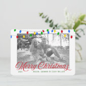 Modernes Weihnachtslicht - Foto Feiertagskarte (Stehend Vorderseite)