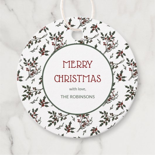 Modernes Weihnachtsmuster Botanischer Berries Geschenkanhänger (Vorderseite)