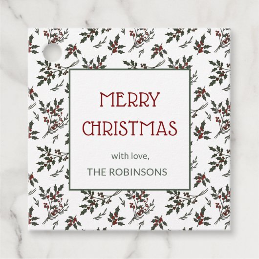 Modernes Weihnachtsmuster Botanischer Berries Geschenkanhänger (Vorderseite)