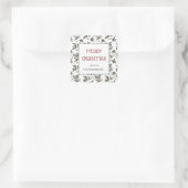 Modernes Weihnachtsmuster Botanischer Berries Quadratischer Aufkleber (Tasche)