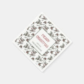 Modernes Weihnachtsmuster Botanischer Berries Serviette (Ecke)