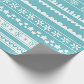 Modernes Weihnachtsmuster Cyan Geschenkpapier (Ecke)