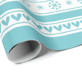Modernes Weihnachtsmuster Cyan Geschenkpapier (Rolleneckpunkt)