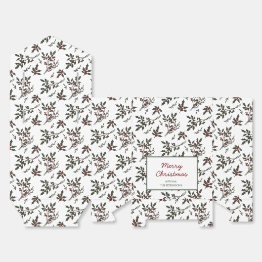 Modernes Weihnachtsmuster der Pflanze Weiß Geschenkschachtel (Ungefaltet)