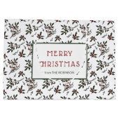 Modernes Weihnachtsmuster der Pflanze Weiß Große Geschenktüte (Rückseite)