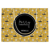 Modernes Weihnachtsmuster Gelb Große Geschenktüte (Vorderseite)
