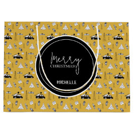 Modernes Weihnachtsmuster Gelb Große Geschenktüte