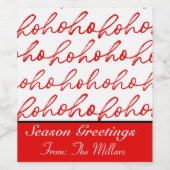 Modernes Weihnachtsmuster in Rot und Weiß Weinetikett (Einzelnes Label)